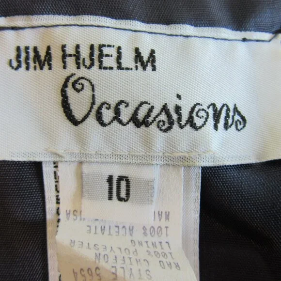 Jim Hjelm Blue Evening Halter Chiffon Padded Bust Size 10 Vintage V-Neck Dress - Picture 3 of 3